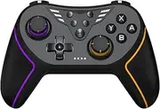 [2024 New Version] Wireless Controller with Hall Joystick for Switch/Switch lite/Switch Pro, Remote Gamepad Joystick, Memory function Programmable Macros TURBO for Switch Console (Black Purple Yellow)