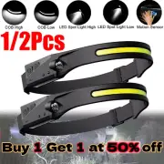 COB LED Headlamp Headlight Band Torch Flashlight USB Rechargeable Waterproof