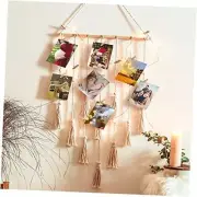 Hanging Photo Display Macrame Wall Hanging Pictures Organizer Boho Home