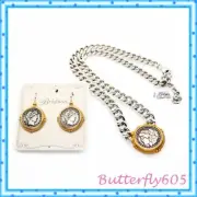 Brighton Lady Liberty Two-Tone Necklace French Wire Set NWT Pouch $206
