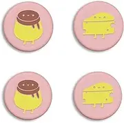 eXtremeRate PlayVital Joystick Covers for Nintendo Switch, Thumb Grip Caps for Nintendo Switch Lite, Silicone Analog Cover Thumbstick Grips for Switch OLED Joycon -Cheese & Pudding Pale Red