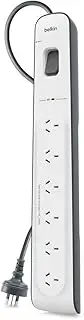 [Belkin] 6-Outlet Surge Protection Strip with 2M Power Cord, White/Grey, (BSV603au2M)