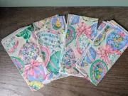 Set Of 4 Cloth Easter Egg Napkins 16” Square Fabric Cotton Pastels READ