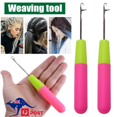 2pcs Weaving Tool Hook Dreadlock Needle Hair Crafts DIY Crochet Braid Latch AU