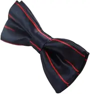 [Zasel] Boys Gunmetal With Red Stripes Patterned Bow Tie Red, Gunmetal