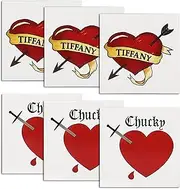 Pandecor Bride Heart Tiffany Heart Temporary Tattoos Stickers for Halloween Costume Cosplay (heart tattoos)