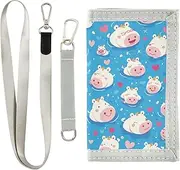 Cute Cartoon Blue Hippo billfold wallet for male pop money clip wallet with lanyard, cute cartoon blue hippo, 1 size, Fashion