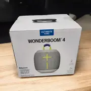 Ultimate Ears WONDERBOOM 4 Portable Waterproof Bluetooth Speaker in Gray - New