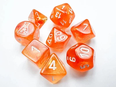Chessex - Borealis Polyhedral 7 Dice Set - Blood Orange/White Luminary (CHX30052