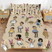 a1347 Bob\'s Burgers Duvet Cover Set, 3 Piece Bedding Set 86x70" Double Sided Printing Decorative Comforter Cover Set (1 Duvet Cover + 2 Pillow Shams)