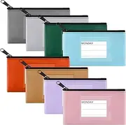 Sinzip 8 Pack Bank Deposit Money Wallet, Heavy Duty Leatherette Security Zipper Wallet with Clear Window, Pencil Pouch, Coin Bag, Cash Bag, Tool Pouch, Assorted Colors (8 Pack-Small Size 01)