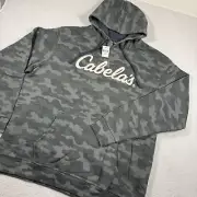 Cabelas Hoodie Mens 2XL Green Camo Fleece Lock-Up Outdoor Hunting Sweatshirt