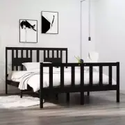 NNEVL Bed Frame Black Solid Wood 137x187 Double Size