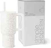 Simple Modern 30 oz Trek Tumbler with Handle and Straw | Insulated Stainless Steel Water Bottle Iced Coffee Cup Travel Mug | Gifts for Women | 30 oz | Cream Leopard