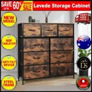 Levede Storage Cabinet Tower Chest of Drawers Dresser Tallboy 9 Drawers Brown