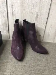 DKNY Alani Womens Boots Size 8 Dark Purple Snake Print Slip On Ankle Booties