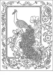 Rug Hooking Pattern "ROYAL PEACOCK" on natural linen