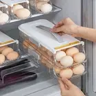 Slide-out Egg Tray Dispenser Capacity Fridge Storage Box with Rolling Handle