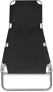 Camping Sunloungers Reclining Patio ChairsFolding Sun Lounger Powder-Coated Steel Black
