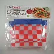 Chef Select Set of 2 Standing Reusable Storage & Marinade Bags 2 SMALL SIZE