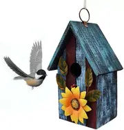 Rustic Decorative Bird House for Outdoor Hanging Bird House with Sunflower Decor