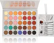 35 Colors Eyeshadow Palette with 7Pcs Makeup Brushes Set, All in One Makeup Kit Matte Shimmer Pigmented Eye Shadow Pallete Waterproof Powder Natural Nude Naked Smokey