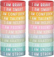 [DDLP] 24pcs Motivational Rubber Bracelets Silicone Wristbands Inspirational Bracelet Bulk Back to School Gifts for Students Positive Affirmation Gfits