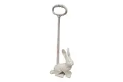 Mr Gecko Cast Iron Hand Made Door stop Rabbit with Long Handle Antique White