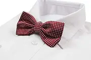 [Zasel] Mens Red Plain Coloured Bow Tie With White Polka Dots