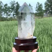 950g Natural Phantom Ghost Quartz Obelisk Quartz Cystal Point Wand Tower + Stand