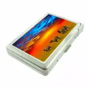 Elephant Art D33 Cigarette Case with Built in Lighter Metal Wallet
