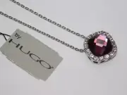 A567-NWT~NECKLACE~HUGO~PURPLE/AMETHYST~16"-19"~SILVER TONE