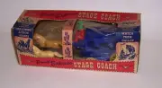 Vintage Pony Express Stage Coach Galloping Action Horses in Original Box 1950s