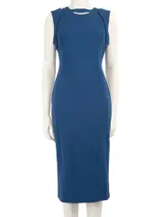Blue Cut-Out Detail Midi Dress