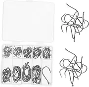 Gogogmee 5 Sets Fishing Hooks Kit Carbon Steel Worm Barbs with Portable Plastic Box for Freshwater Fishing Gear Versatile Design for Bass Trout Catfish Convenient Storage Durable Materials