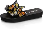 [JOEUSTY] Summer Flat Slide Sandals For Womens Butterfly Platform Low Heel Comfy Nonslip Casual Beach Sandals