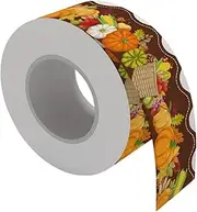GANAZONO 1Roll Autumn Wavy Border Stickers Decorative Bulletin Board Trim for Fall Classroom Office Home Decor for Thanksgiving Halloween Wall Display