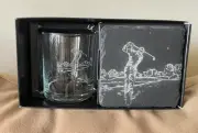 the slate company golf Glass With Slate Coaster