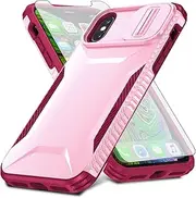 Asuwish Phone Case for iPhone X 10 with Tempered Glass Screen Protector and Slide Camera Cover Slim Rugged Hybrid Shockproof Protective Cell Accessories iPhoneX iPhone10 i PhoneX 10x Women Men Pink