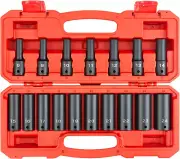1/2 Inch Drive Deep 6-Point Impact Socket Set, 17-Piece (8-24 Mm) | SID92329