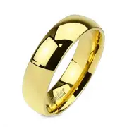 Solid Titanium 6 MM Unisex 14 KT Yellow Gold Plated Promise Ring Wedding Band