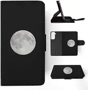 Full Moon Moonlight Satellite FLIP Wallet Phone CASE Cover for Samsung Galaxy S21+ 5G Plus