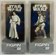 FiGPiN Star Wars A New Hope Luke #699 & Princess Leia #700 FigPin Set Of 2