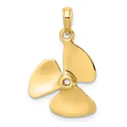 14k Yellow Gold 3-D Polished Three Blade Propeller Charm