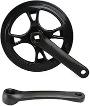 Exercise Bike Crank， Crankset Bicycle Single Speed Crankset 48T Folding Electric Bicycle Crank Set Aluminum Alloy 152mm Electroplating Plastic Cover Bike Part 01