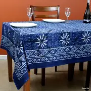 Cotton Hand Block Print Tablecloth Rectangle Tapestry Bedsheet Queen Indigo Blue