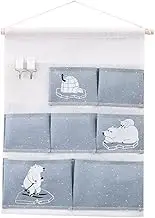 JSEIAJB Wall-mounted storage bag Door-mounted storage bag Multi-grid sundries classification storage bag(white-Dinosaur Doodle4)