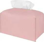 PU Tissue Box Holder, Facial Tissue Dispenser Case for Bathroom, Vanity Countertop, Tabletop, Rectangle Napkin Tissue Box Cover Compatible with Kleenex Paper Hand Towels (Pink)