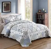 Luxury Chic Patchwork Quilt Bedspread Coverlet Set Comforter for Queen King Super King Size Bed 32# (King/Super King)