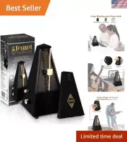 Wind-Up Mechanical Metronome – Stylish Timing Device for Musicians (Black Grain)